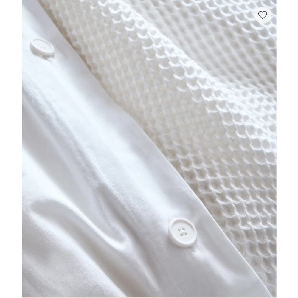 Quince Waffle Duvet Cover Organic Cotton WHITE  Full Queen Duvet ONLY NEW - Picture 3 of 7